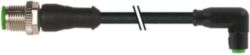 M12 male 0° / M8 female 90° A-cod. snap-in PUR 3x0.25 bk +drag ch. 1m