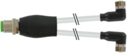 Y-Distributor M12 male / M8 female 90° A-cod. PVC 3x0.25 gy  0.6m