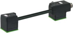 M12 male on back A-cod./ double valve A-18mm PUR 3x0.75 bk+drag-ch 0m