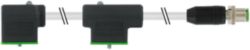 M12 male 0° A-cod. / MSUD double valve A-18mm PUR 4X0.75 gy 1m
