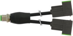 Y-Distributor M12 / MSUD valve plug CI-9.4mm PUR 3x0.75 bk UL/CSA 5m