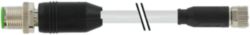 M12 male 0°/M8 fem. 0° A-cod. PUR 3x0.34 shielded gy+drag-ch 1m