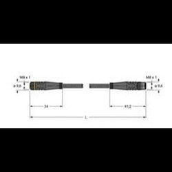 CONNECTOR+KABEL 0,6M PUR 3P M8/F RECHT