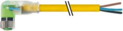M8 female 90° A-cod. with cable LED PUR 3x0.25 ye 2.0m