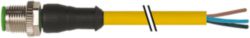 M12 male 0° A-cod. with cable PUR 3x0.34 ye UL/CSA+drag 0.3m