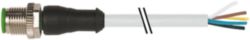 M12 male 0° A-cod. with cable PUR 5x0.34 gy UL/CSA+drag ch. 18m
