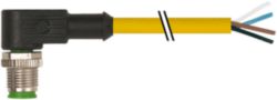 M12 male 90° A-cod. with cable PVC 4x0.34 ye UL/CSA 1m