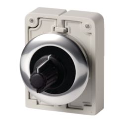 Potentiometer, flat front, M30, 30.5 mm, Without scale/inscription, R 22 kΩ, P 0.5 W, Metal bezel