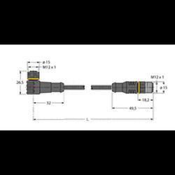 CONNECTOR+KABEL 5M PUR 3P M12/M12