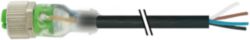 M12 female 0° A-cod. with cable 3LED PVC 4x0.34 bk UL/CSA 25m