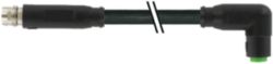 M8 male 0° / M8 female 90° A-cod. snap-in PUR 3x0.25 bk +drag ch. 0.3m