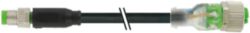 M8 male 0°/M12 female 0° A-cod. LED PUR 3x0.25 bk +robot+drag ch. 2.5m