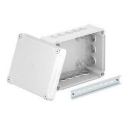 Junction box with raised cover 240x190x115, PP/PC, Light grey, 7035