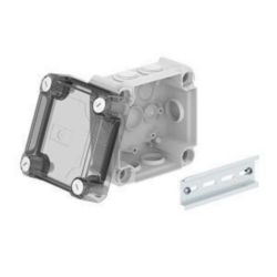 Junction box with high transparent cover 114x114x76, PP/PC, Light grey, 7035