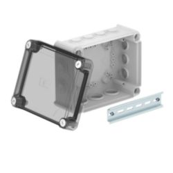 Junction box with high transparent cover 190x150x94, PP/PC, Light grey, 7035