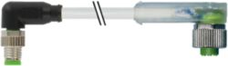M8 male 90° / M12 female 90° A-cod. LED PUR 3x0.25 gy +drag ch. 0.3m