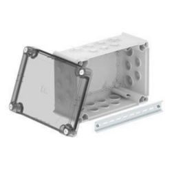 Junction box with high transparent cover 285x201x139, PP/PC, Light grey, 7035