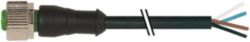 M12 female 0° B-cod. with cable PUR 4x0.34 bk 1m