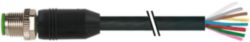 M12 male 0° A-cod. with cable PUR 8x0.25 bk UL/CSA+drag ch. 4m