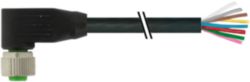 M12 female 90° A-cod. with cable PUR 8x0.34 bk UL/CSA+drag ch. 40m