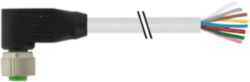 M12 female 90° A-cod. 180° with cable PUR 8x0.25 gy UL/CSA 20m