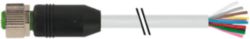 M12 female 0° A-cod. with cable PVC 12x0.25 gy UL/CSA 20m