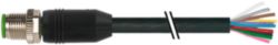 M12 male 0° A-cod. with cable shielded PUR 12x0.14 shielded bk UL 5.6m