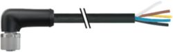 M12 Power female 90° L-cod. with cable PUR 5x1.5 bk UL/CSA+drag ch. 5m