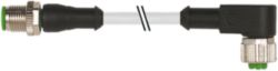 M12 male 0° / M12 female 90° A-cod. PUR 3x0.34 gy UL/CSA+drag ch. 3.5m