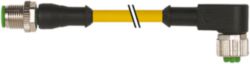 M12 male 0° / M12 female 90° A-cod. 180° PUR 5x0.34 ye 1m