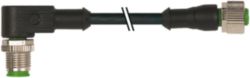 M12 male 90° / M12 female 0° A-cod. PUR 4x0.34 bk UL/CSA+drag ch. 7.5m