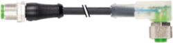 M12 male 0°/M12 female 90° A-cod. 180° LED PUR 5x0.34 bk +drag ch. 10m