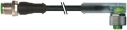 M12 male 0° / M12 female 90° A-cod. LED PUR 5x0.34 bk 16m