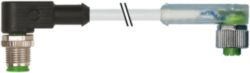 M12 male 90° / M12 female 90° A-cod. LED PUR 4x0.34 gy UL/CSA+drag 0.4
