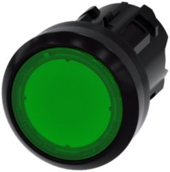 Pushbutton, illuminated, 22 mm, round, plastic, green, button