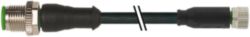 M12 male 0° / M8 female 0° A-cod. PUR 3x0.25 bk 3.5m