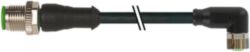 M12 male 0° / M8 female 90° A-cod. PVC 4x0.25 bk UL/CSA 7.0m