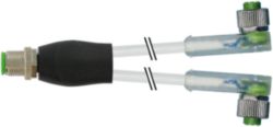 Y-Distributor M12 male / M12 female 90° A-cod. LED PUR 3x0.34 gy 7.5m