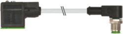 M12 male 90° A-cod. / MSUD valve plug A-18mm PUR 3x0.75 gy UL/CSA+robo