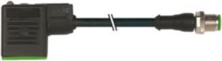M12 male 0° A-cod. / MSUD valve plug BI-11mm PUR 3x0.75 bk 0.4m