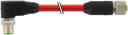M12 male 90° / M12 female 0° D-cod. shielded PUR 1x4xAWG22  gn 20.0m