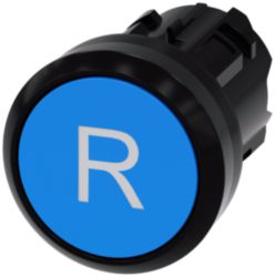 Pushbutton, 22 mm, round, plastic, blue, labeling: R, button