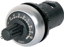 Potentiometer, Classical, M22, 22.5 mm, R 2.2 kΩ, P 0.5 W, Bezel: titanium